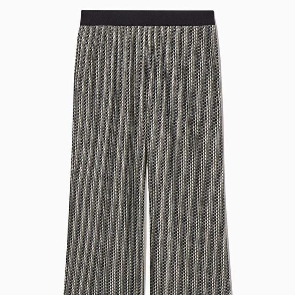 COS Plisse Pleated Trousers in Black and White Multi NWT